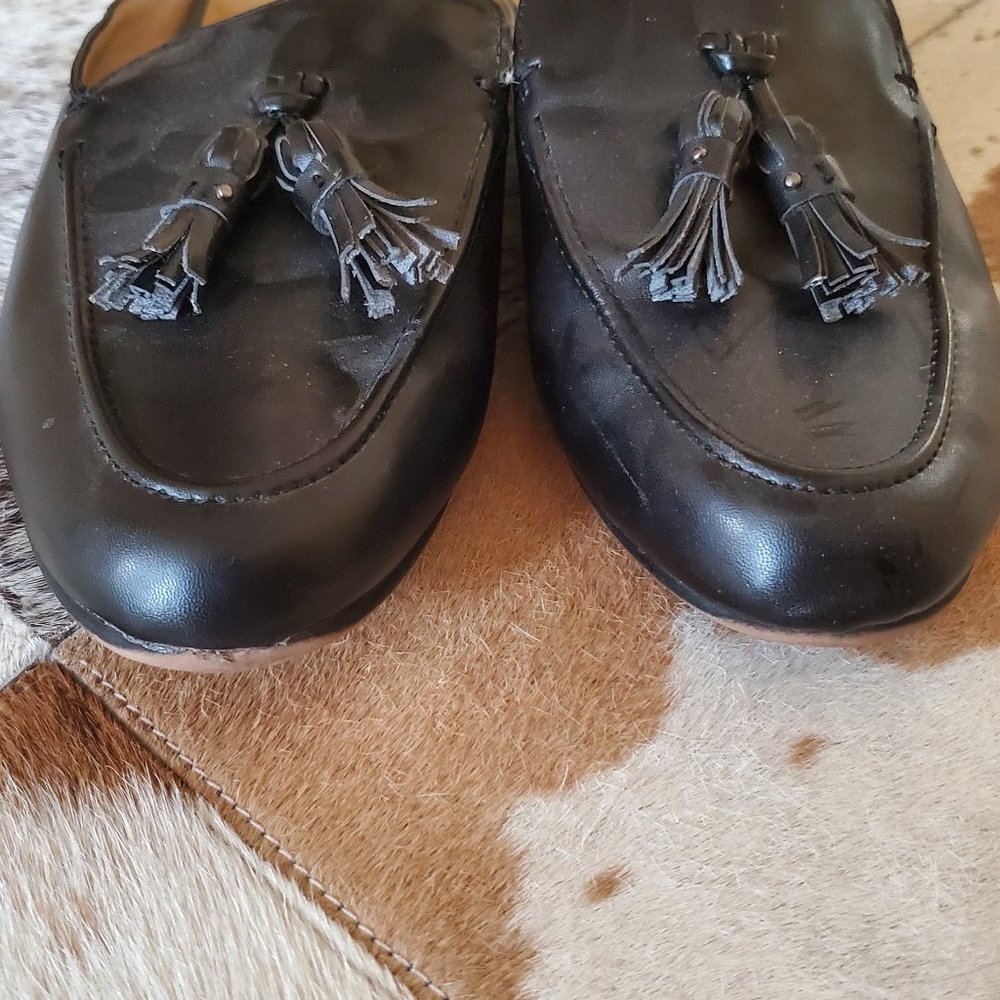 Franco Sarto Black Tasseled Mules Size 8 - Picture 2 of 4